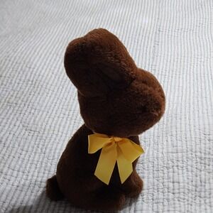 MTY International Chocolate Brown Easter Bunny Plush Stuffed Animal Yellow Bow